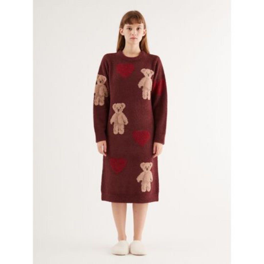 新品　ジェラートピケ　ホリデー　限定　ベア　ハート　ジャガード　ワンピース