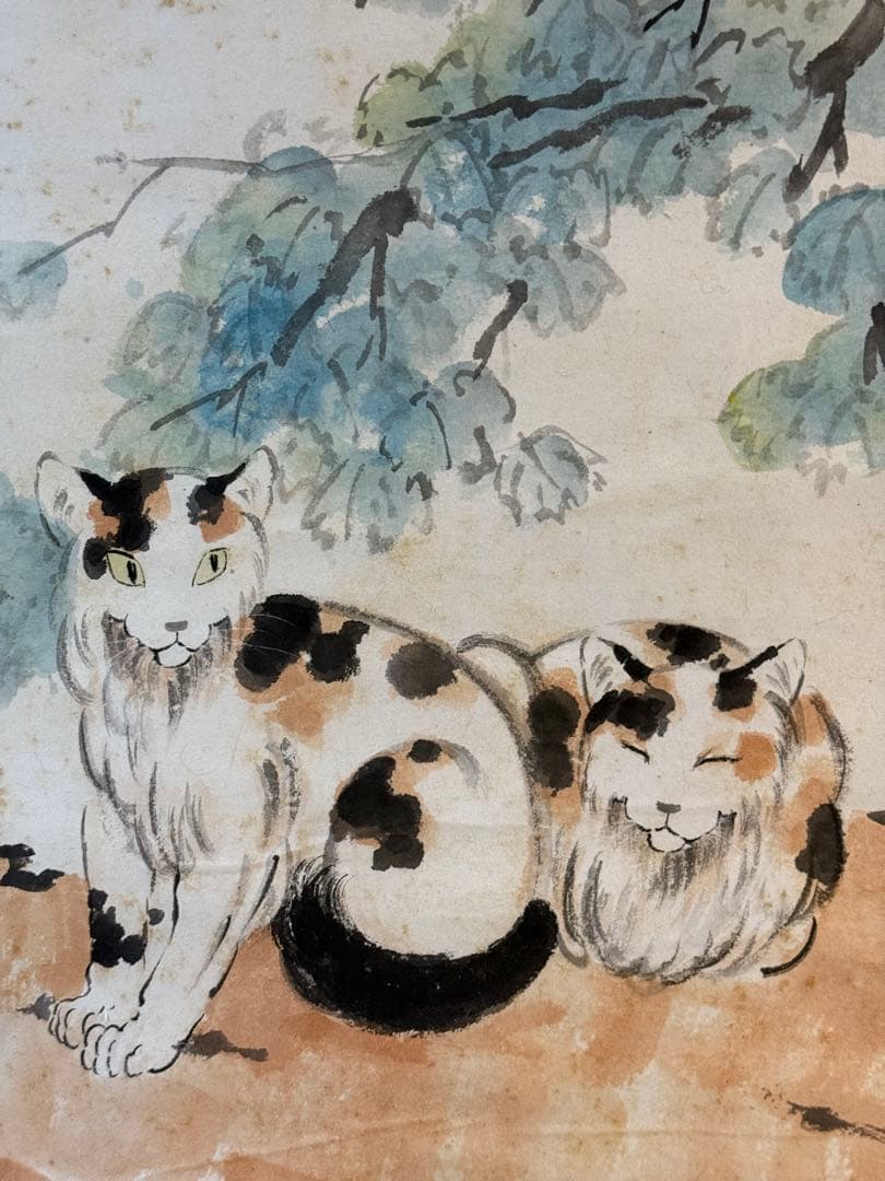 徐悲鴻風の「双猫図」