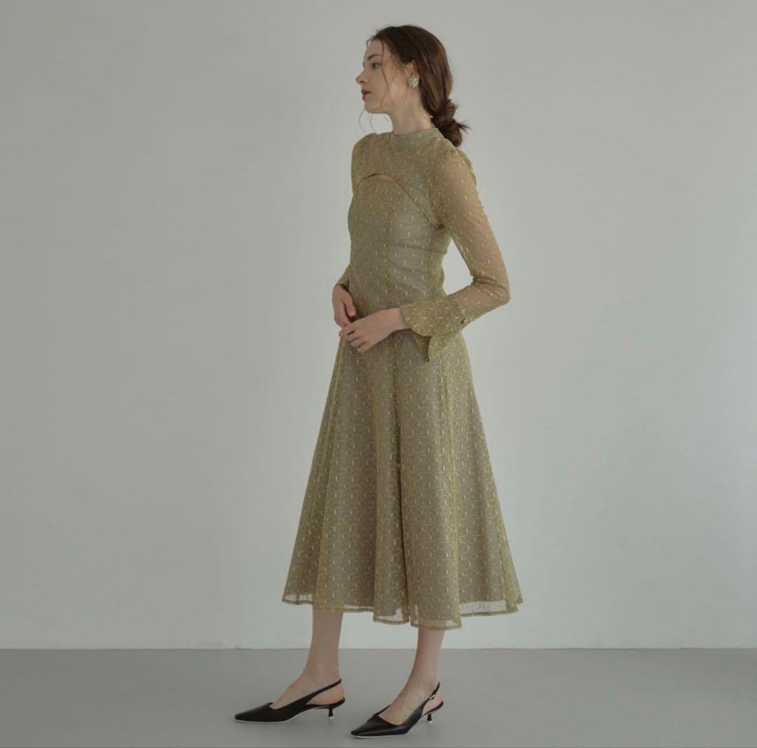 大きめ】ANDRESD バックオープンジオメトリックドレス レース L 結婚式