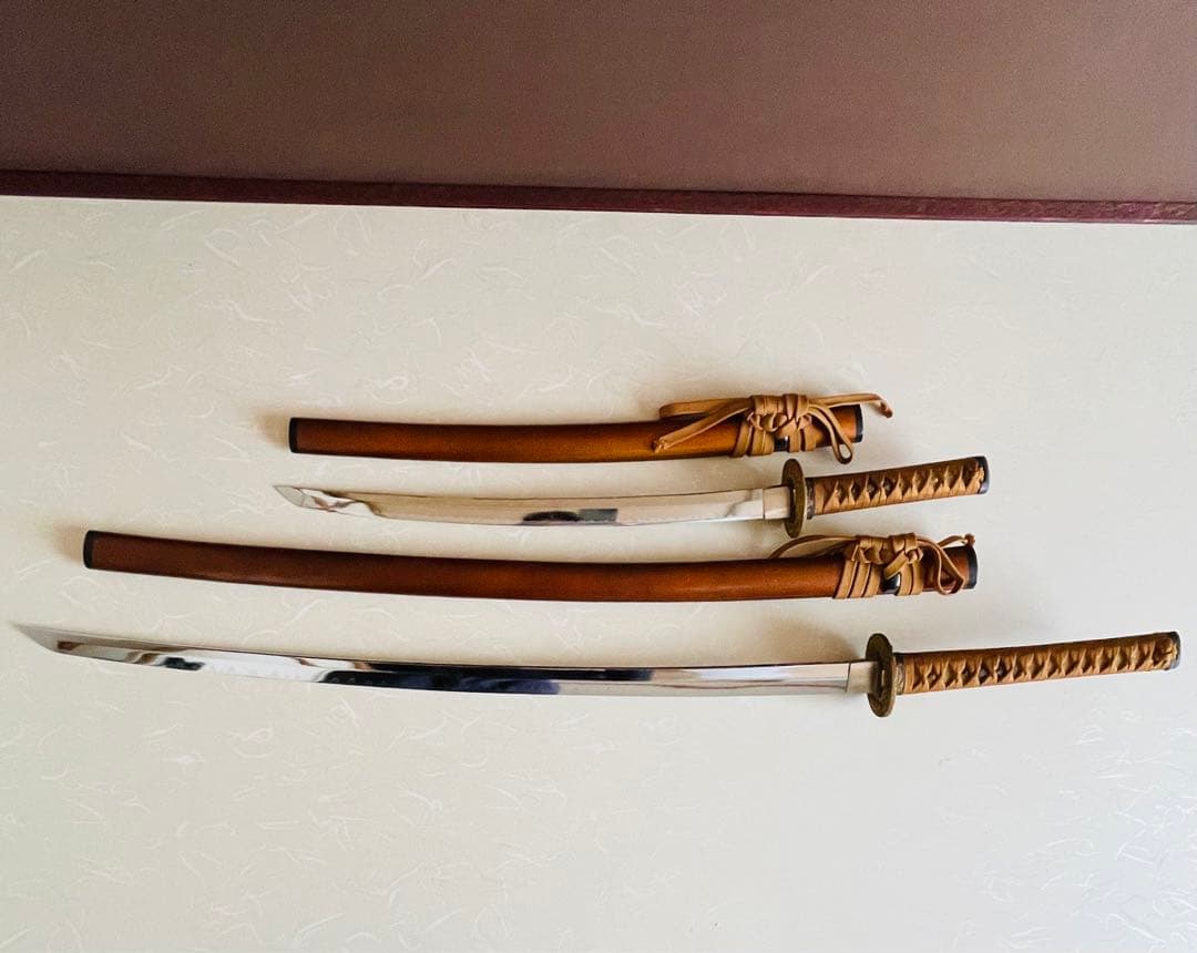 S*ジ様 模造刀 日本刀 武具 刀剣 のたれ刃紋 居合刀 2本セット 太刀 脇差