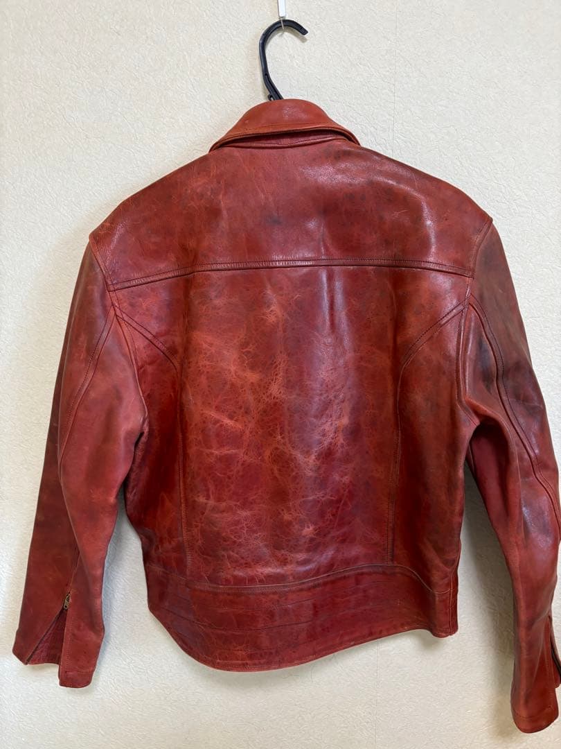 ハロルズギア ライダースジャケット 赤 ホースレザー 馬革 定価10万円