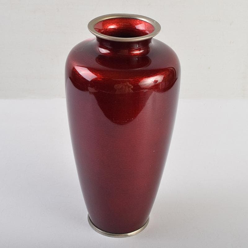 七宝焼 安藤七宝店 赤透釉 カトレア文 花瓶 C R9409 - メルカリ