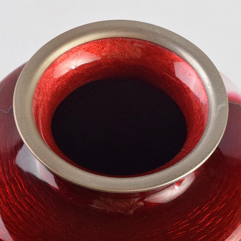 七宝焼 安藤七宝店 赤透釉 カトレア文 花瓶 C R9409 - メルカリ