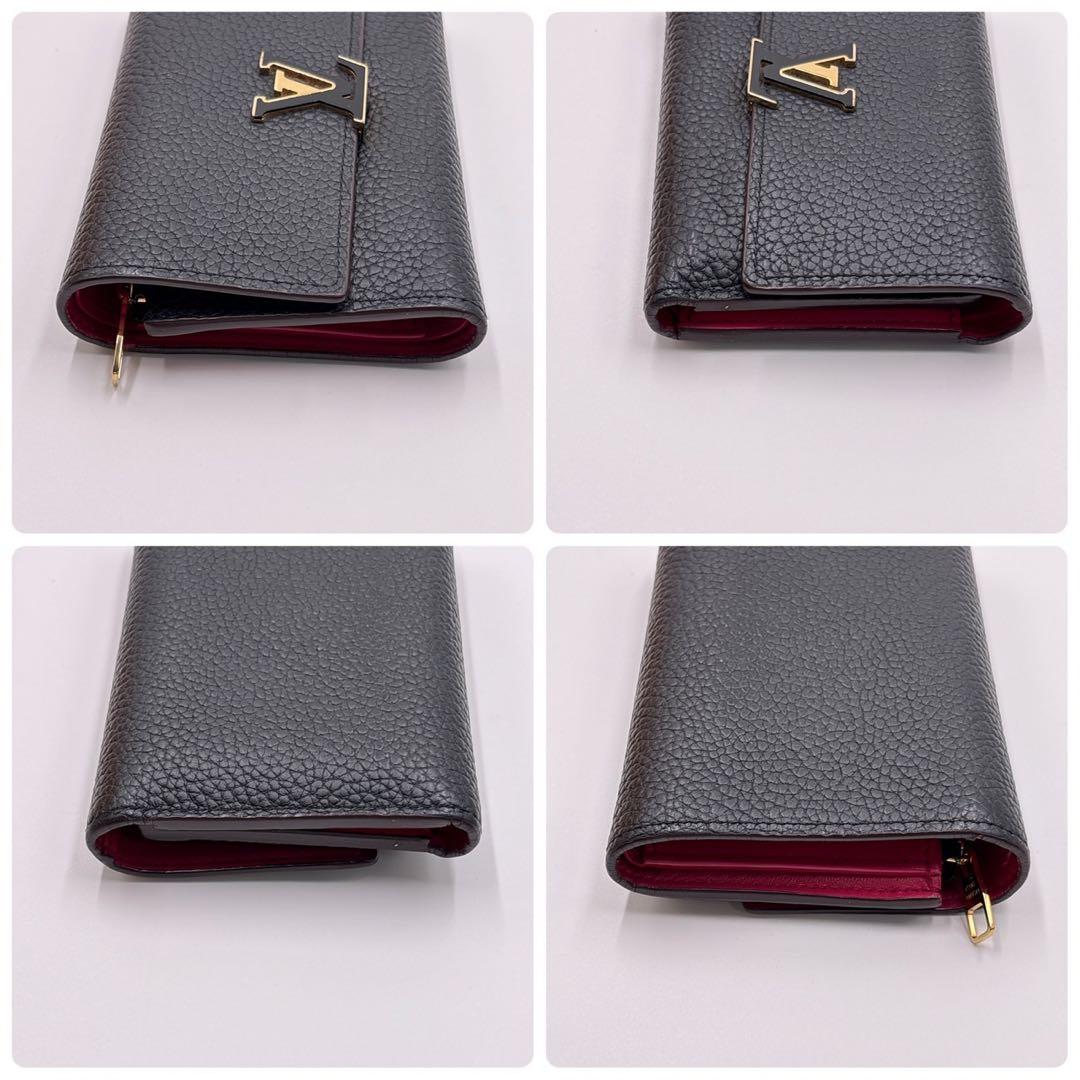 極美品 ルイヴィトン ポルトフォイユカプシーヌ 三つ折り ブラック M62157