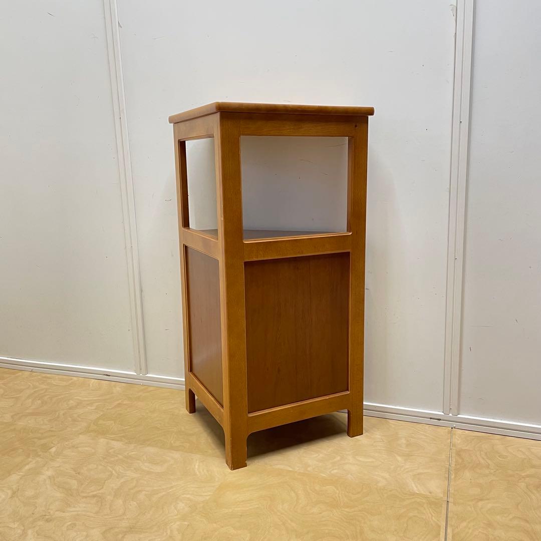 カリモク 三角コーナー ラック 棚 キャビネット 電話台 ビンテージ 籐