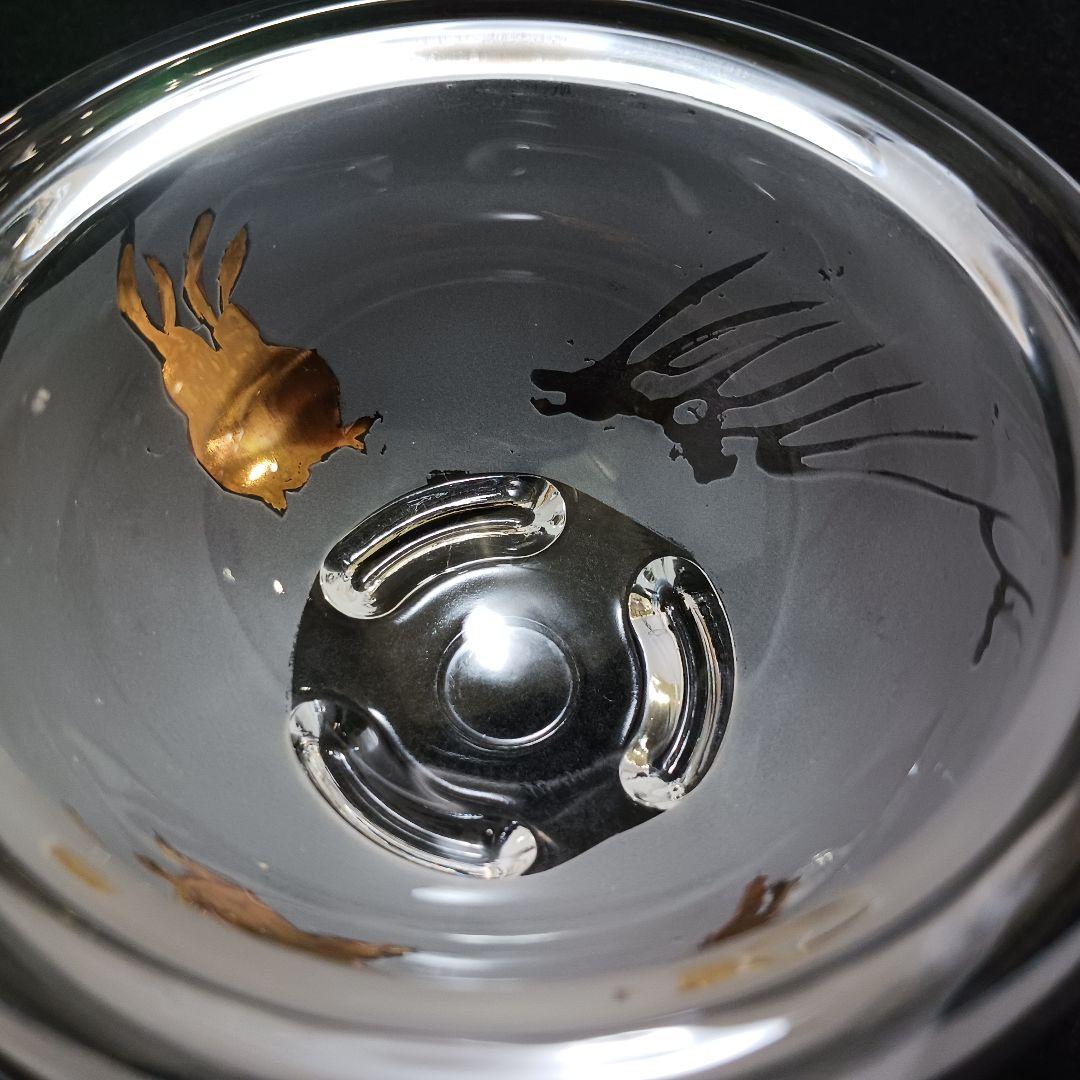 Y3279-3 ガラス製 金彩ウサギ文 蓋付碗 ガラス碗 2客セット - メルカリ