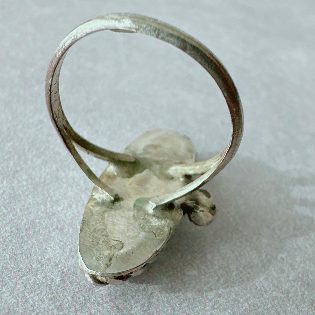 【J338】ヴィンテージ　ナバホ　ターコイズ　オーバル　シルバーリング　11号