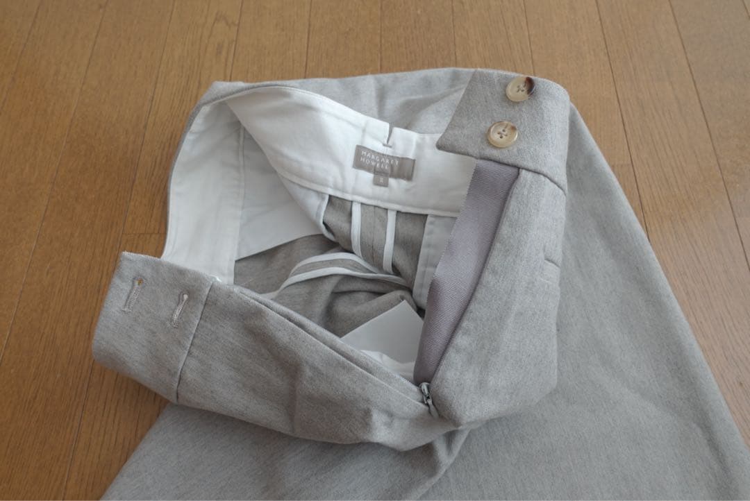 美品 マーガレットハウエル ウールカシミヤワイドパンツ Ⅱ フランネル