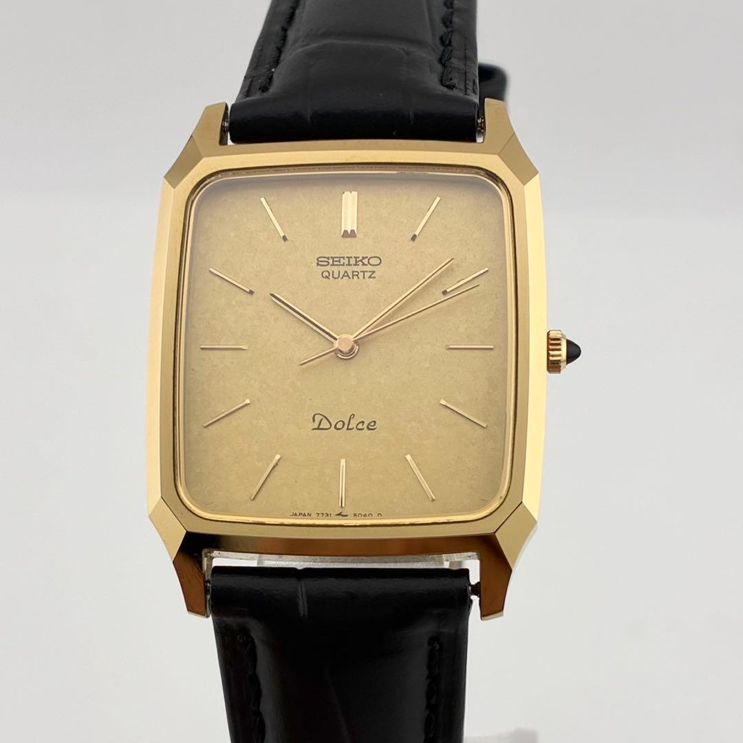 【美品/電池交換済】SEIKO　DOLCE　腕時計　ゴールド　7731-5040