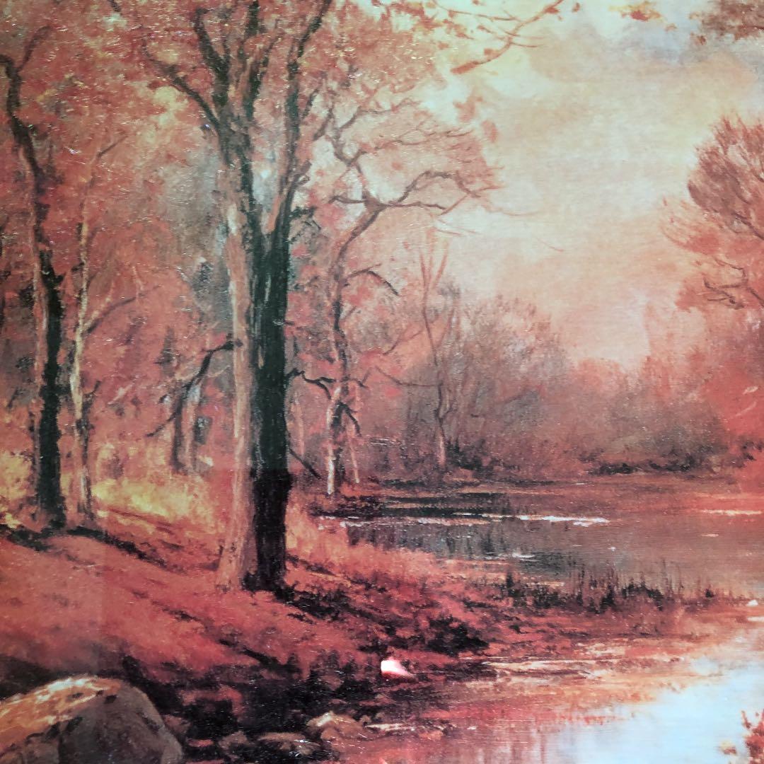 水晶画】世界の名画 ロバート・ウッド 10月の朝 風景画 秋景色 風景