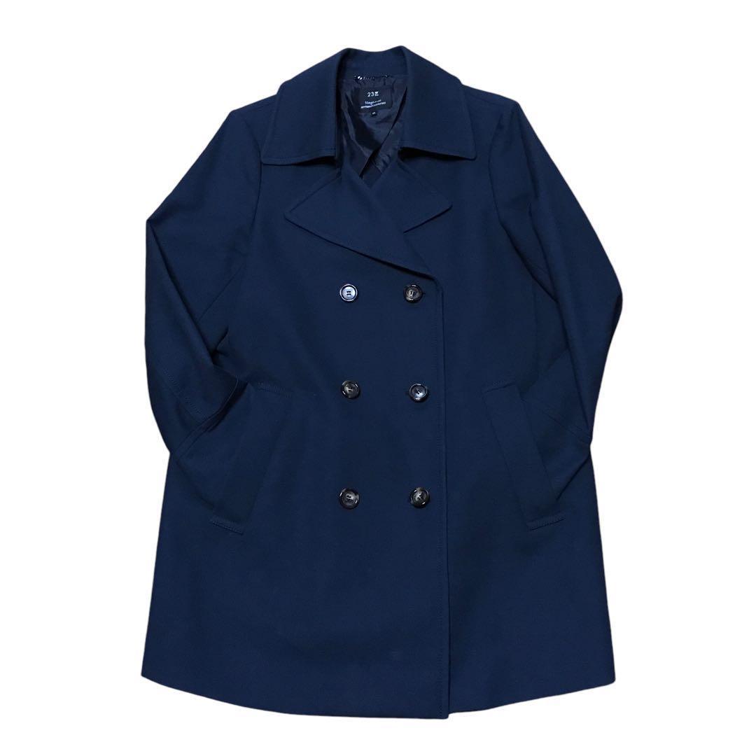 23区 MANTECO ネイビー ダブルブレストコート 大きい アウトレット
