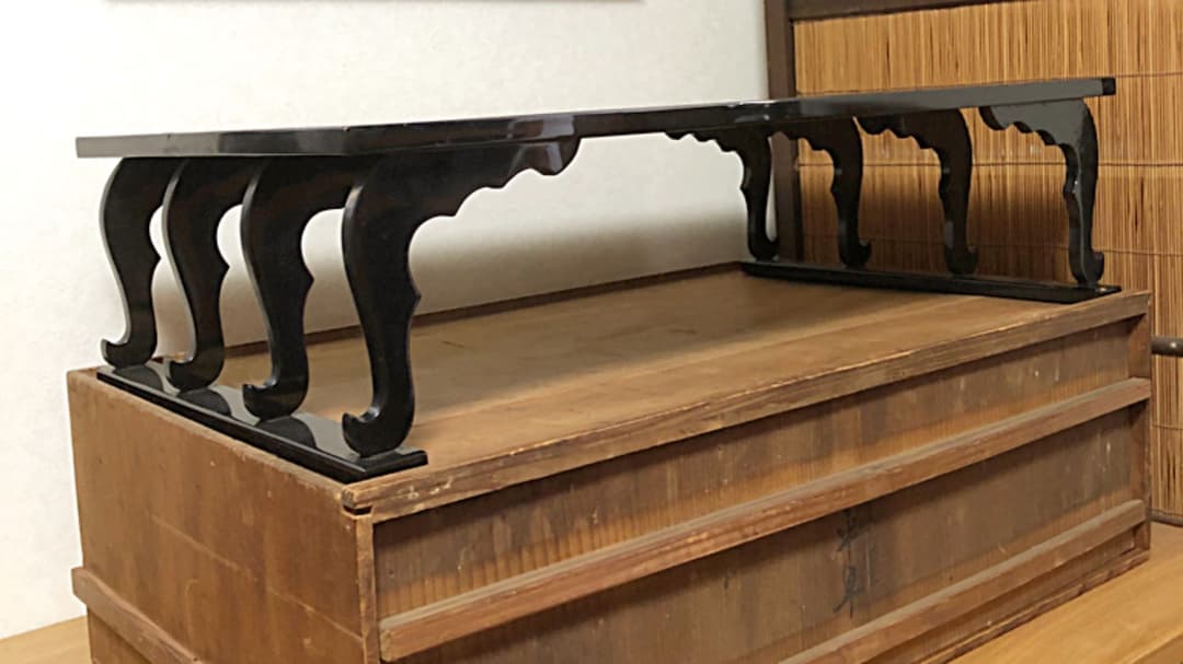 時代 漆芸 在銘 八足 平卓 香台 花台 共箱 2025年