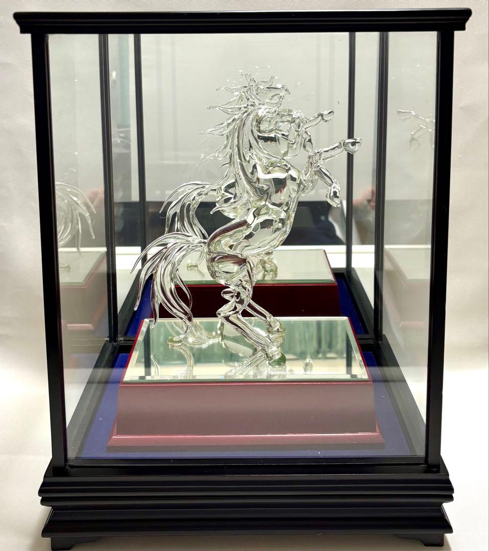 水晶製 騎立ち馬オブジェ ケース付 美術品・アンティーク・コレクション