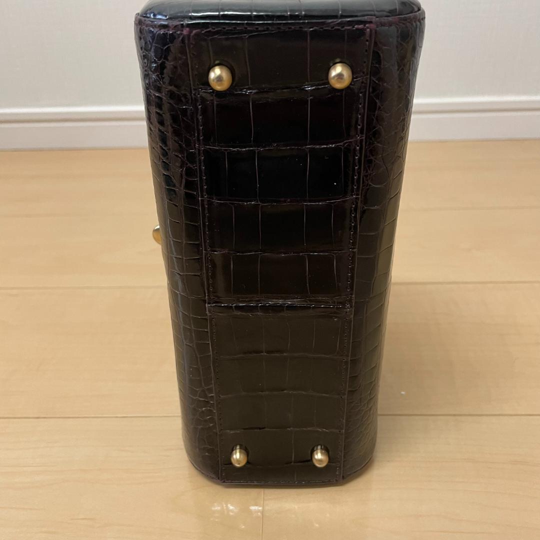 【極美品】JRA　クロコダイルハンドバッグ　ダークブラウン