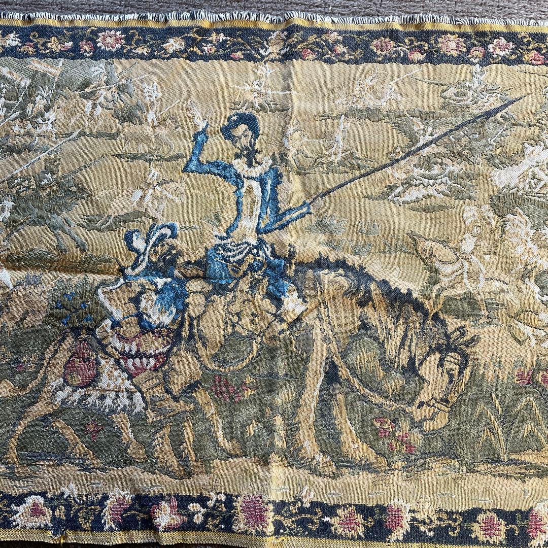 ゴブラン織 槍を持った騎士 ラグ タペストリー アンティーク