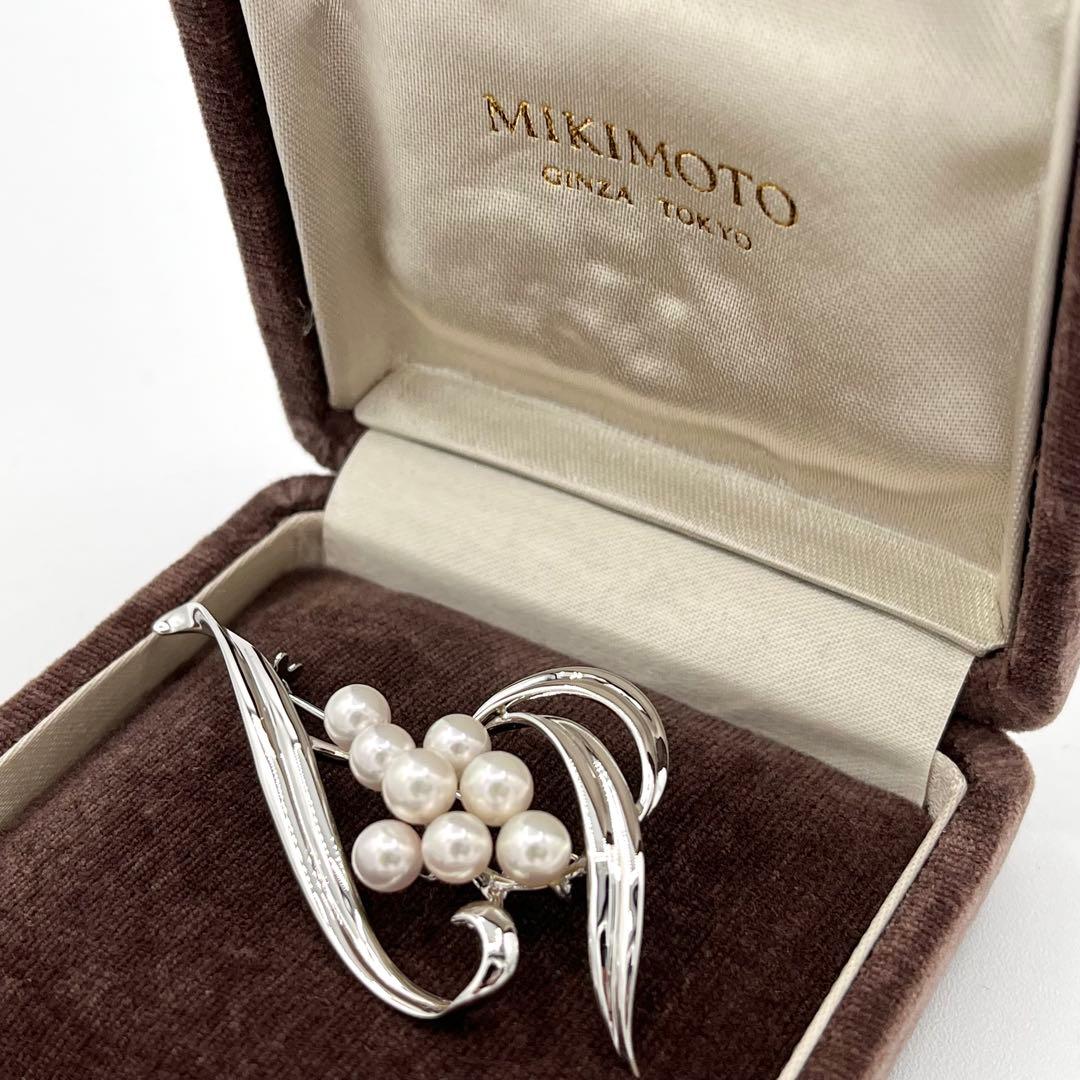 美品✨】MIKIMOTO ブローチ 8粒 パール 本真珠 フラワー シルバー
