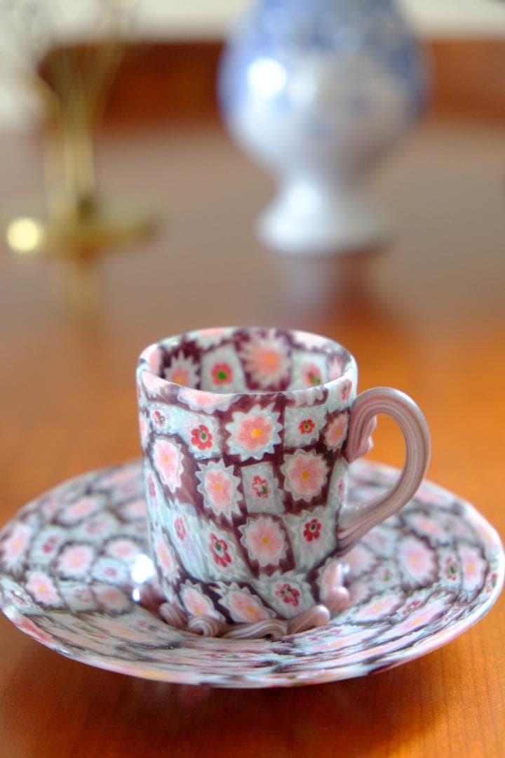 ミルフィオリ カップ＆ソーサー グラス 吹きガラス 江波冨士子