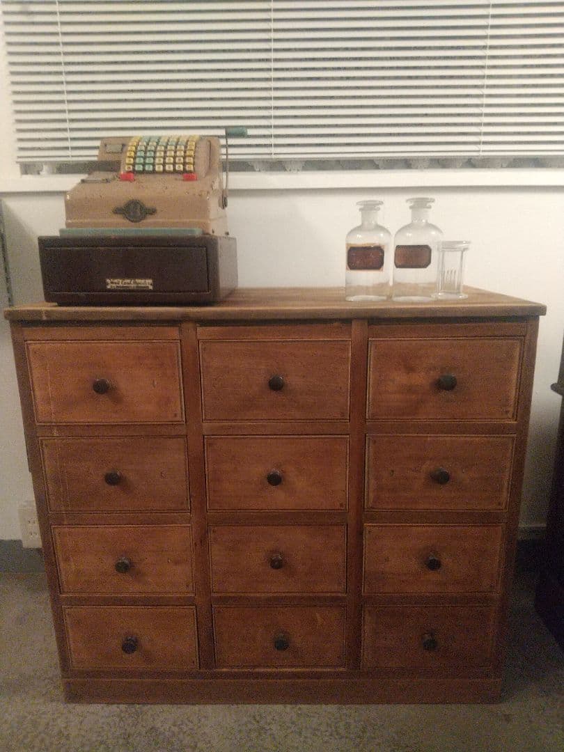 アンティーク シェルフ チェスト ドロワー 引き出し 12杯 古家具 古物