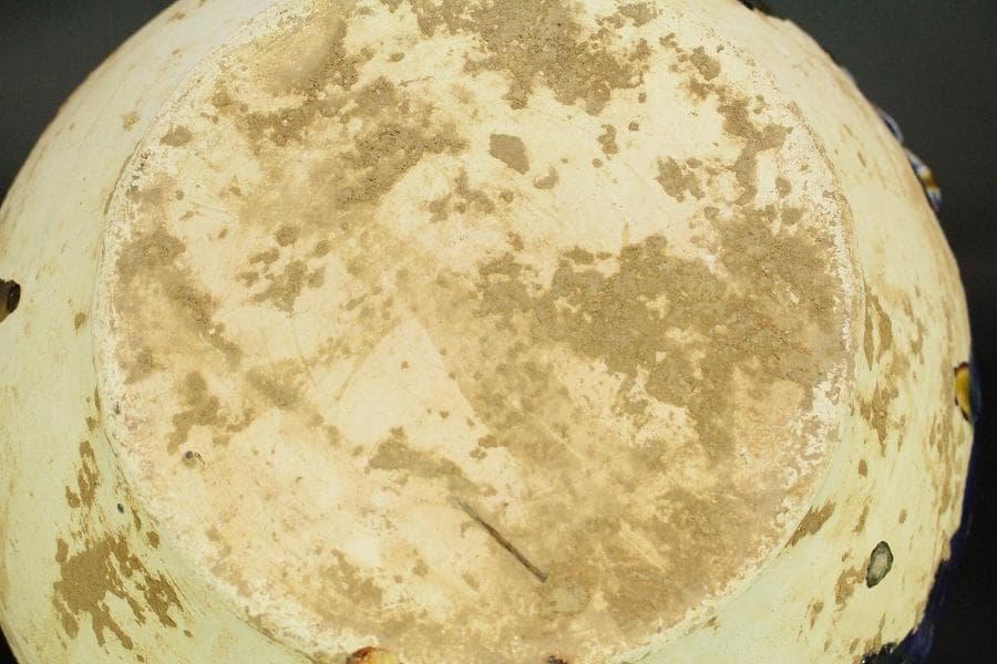 中国美術 唐三彩 貼花紋 丸壷 φ30cm(LC240)