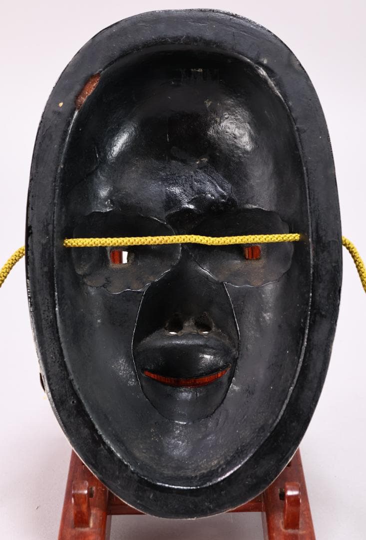時代 古面 木彫彩色能面「小面」縦21cm 女面 お歯黒 能楽面 BK127