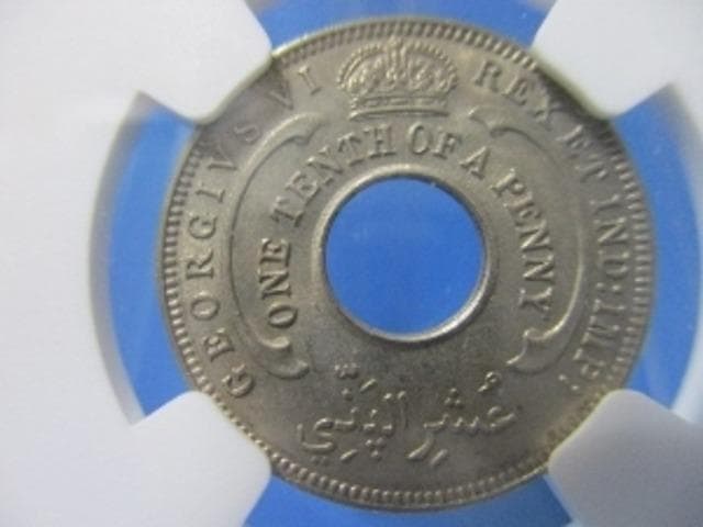 イギリス領西アフリカ　１／１０ペニー硬貨☆1938年／未使用品／ジョージ6世／