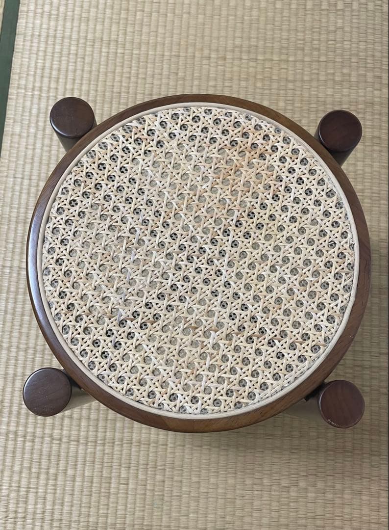 ラタン ラウンドスツール　椅子　【ART OF BLACK】