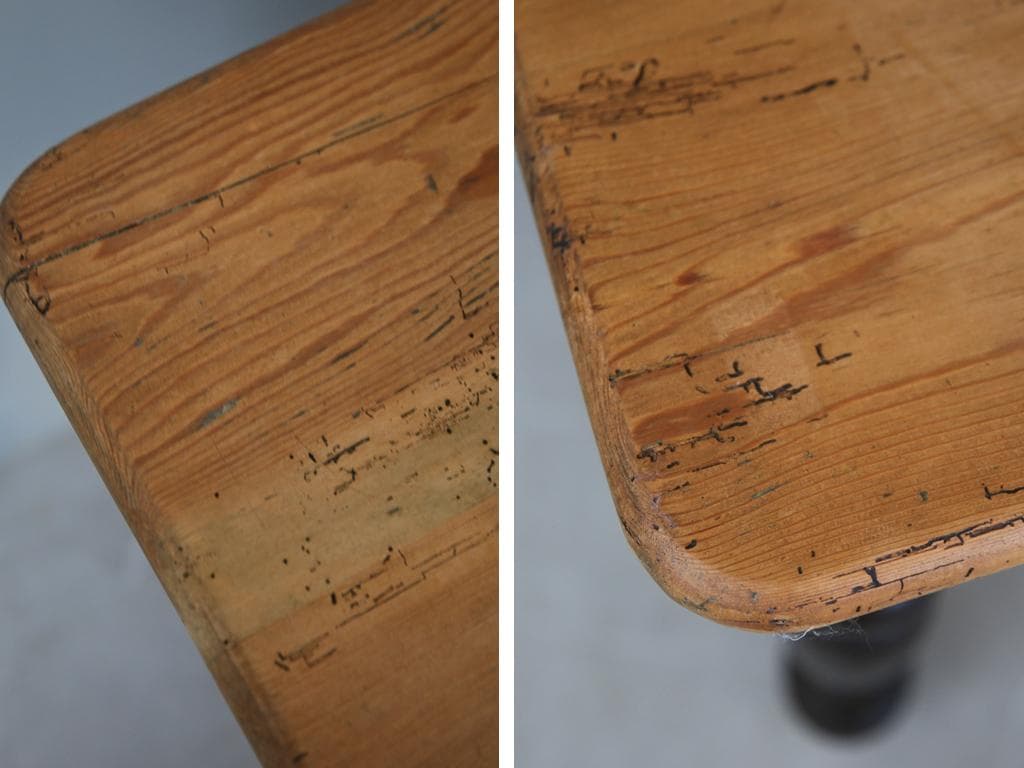 イギリスアンティークオールドパイン材の古木ダイニングテーブル/木製机(72-75