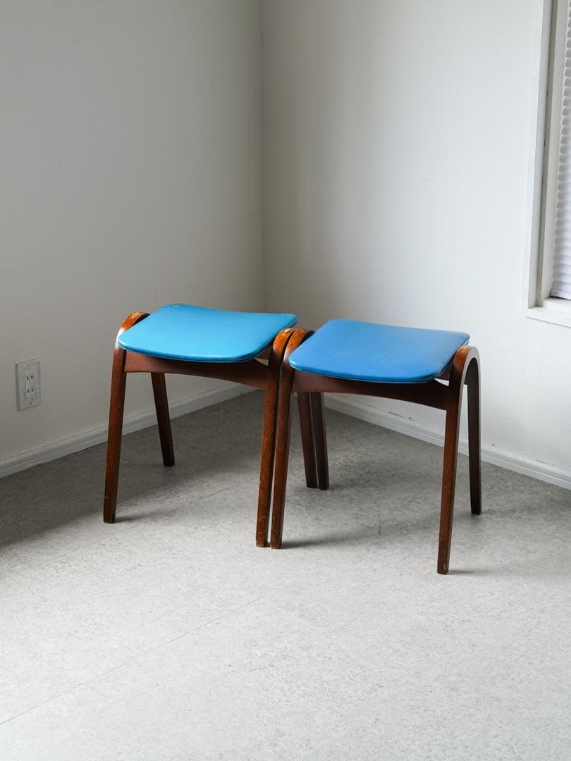 \"剣持勇\" 秋田木工 vintage スタッキングチェア スツール 2脚 古家具