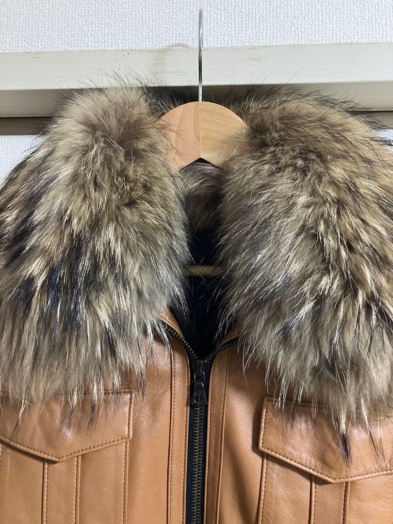 E*8様 LITHIUM HOMME シープスキン ラクーンファー 中綿 キャメ