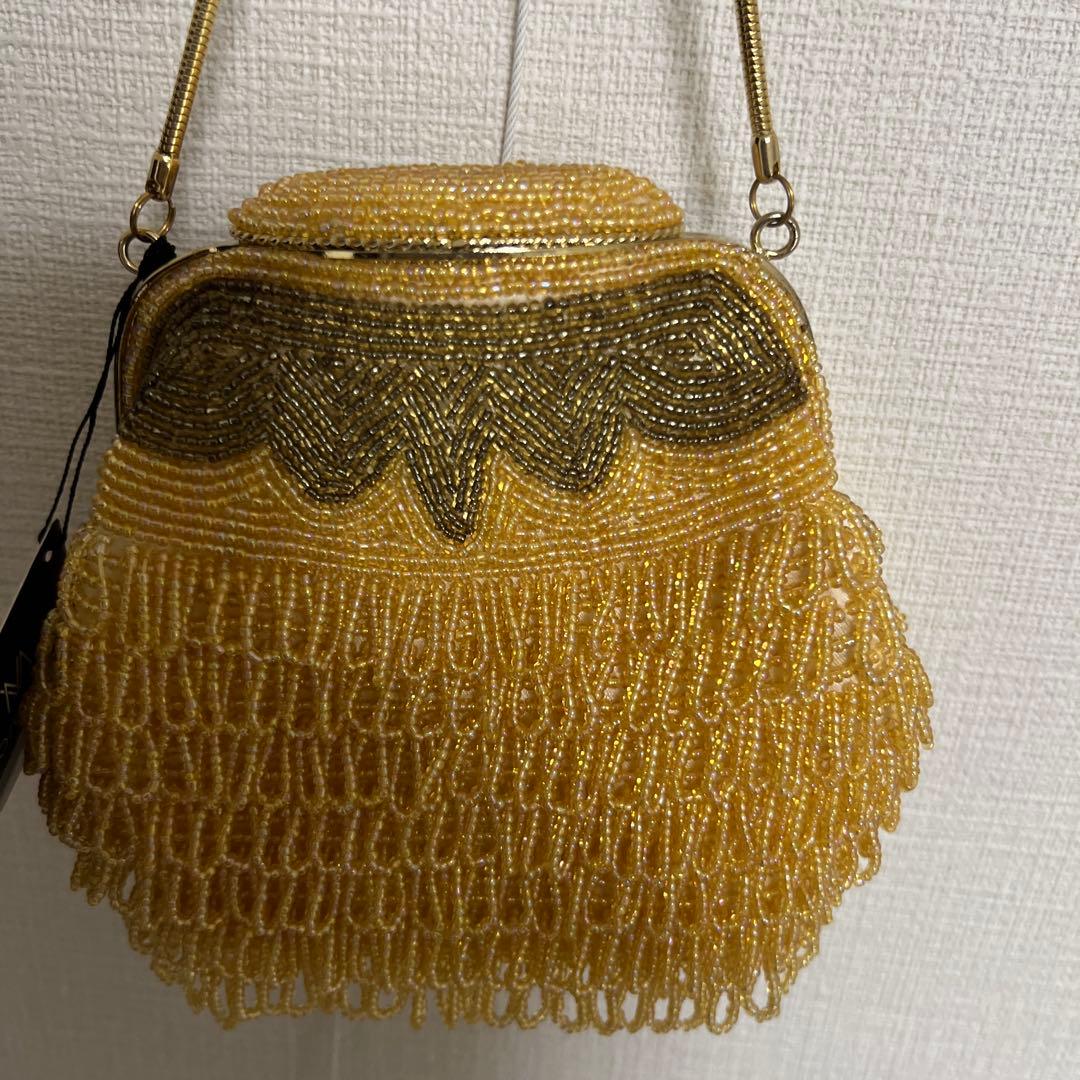 未使用品！豪華！VOICEMAIL ビーズ装飾 ゴールドパーティーバッグ