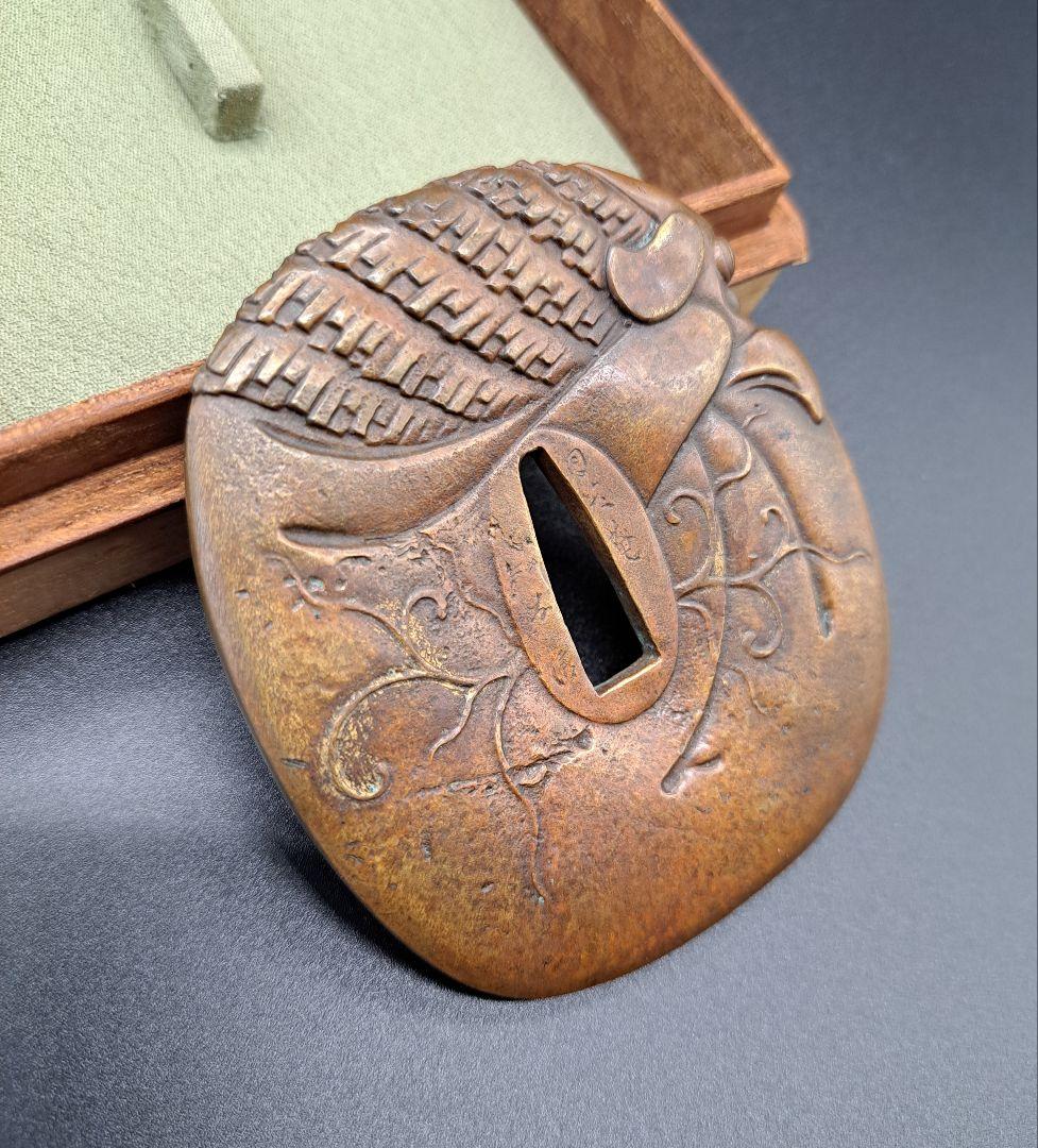 自笑庵友信 獅子舞図変わり鍔 鐔 日本刀 刀 刀装具 時代物 真剣 居合い