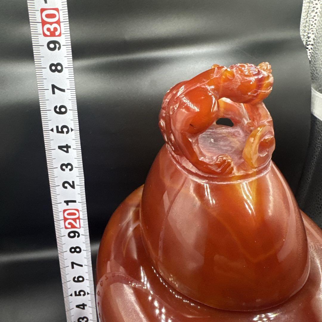 中国美術　置物　瑪瑙　メノウ　香炉 赤瑪瑙