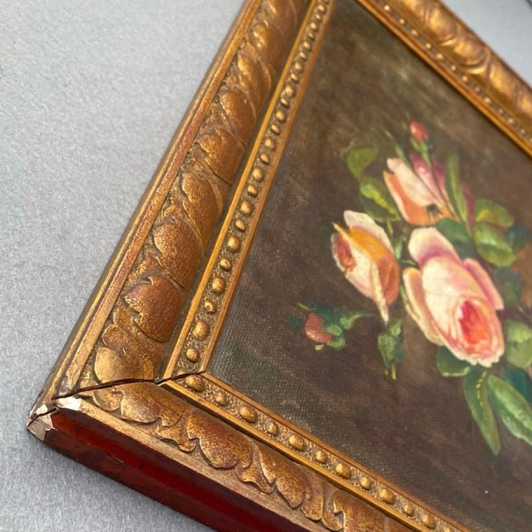 【アンティーク】薔薇 絵画 フランス 油絵