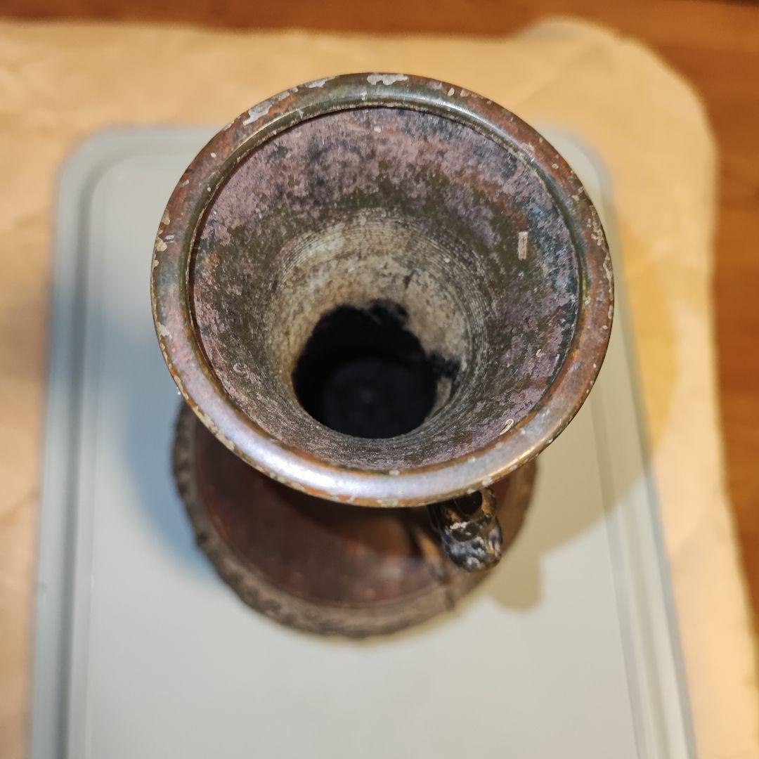 青銅 双耳獣面文 Bronze Vase with Beast Handles - メルカリ