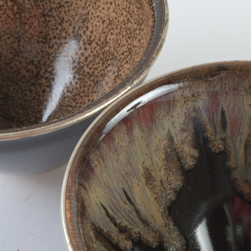 茶道具 平安 万代草山作 天目茶碗 七種 共布共箱 M 9329A