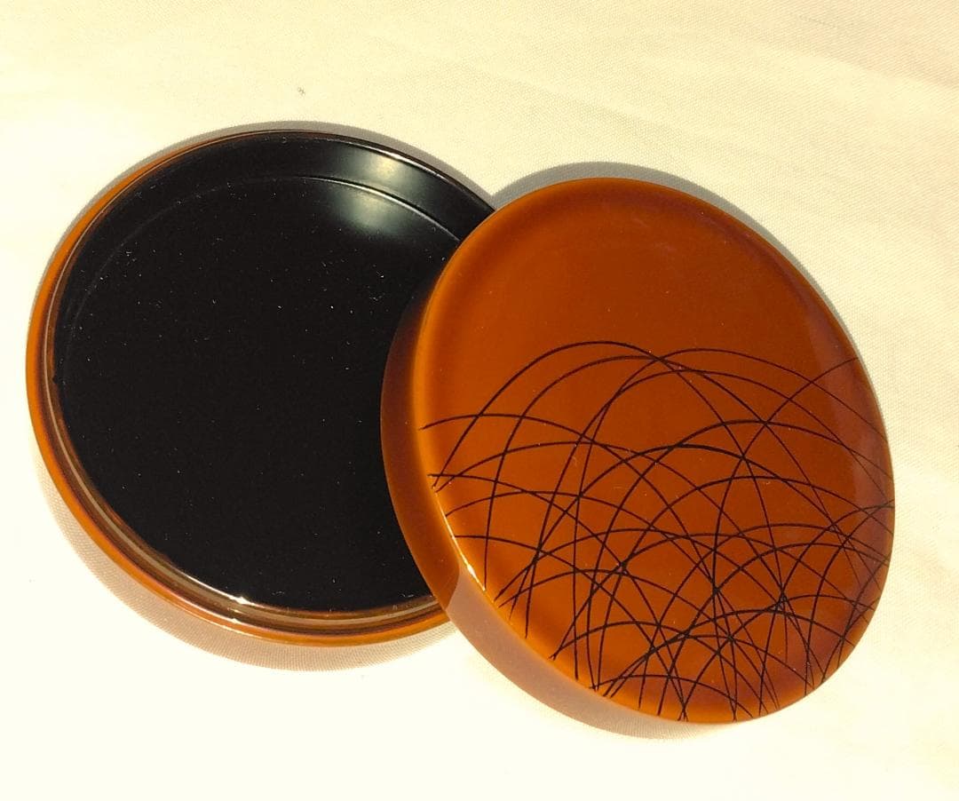 茶道具 加賀山中塗蒔絵師 細川司光作 溜塗野分蒔絵香合 超美品