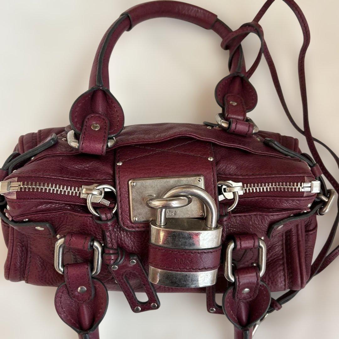 クロエ パディントン ボルドー 鍵付き ハンドバッグ
