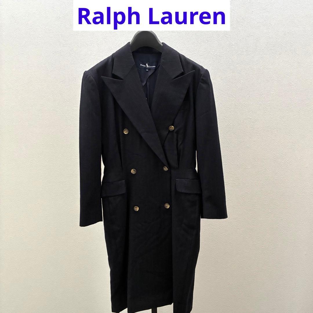 ラルフローレン ネイビー ダブルブレスト ロングコート 9号 - メルカリ