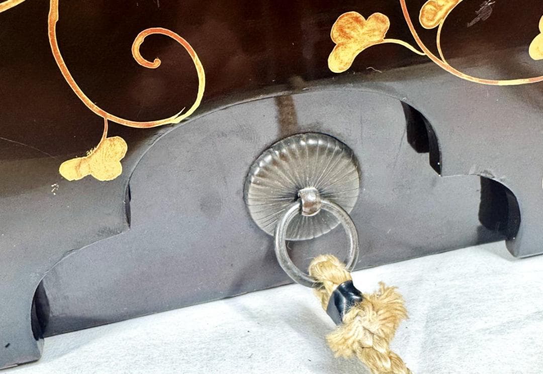 江戸時代 木製蒔絵唐草文道具入れ 漆器 茶道 書道 華道 香道 WWWT126