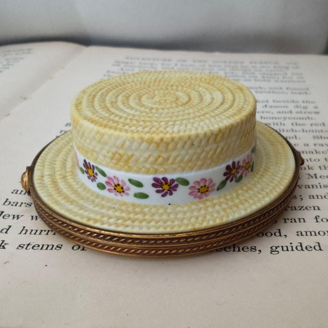 傷あり】リモージュボックス カンカン帽 麦わら帽子 フランス製