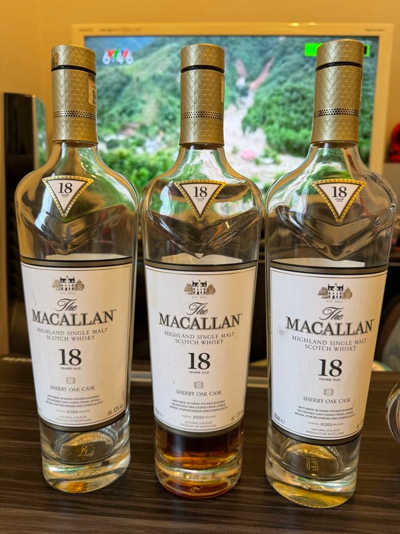 The Macallan 18年シングルモルトウイスキー 空瓶空箱3本セット