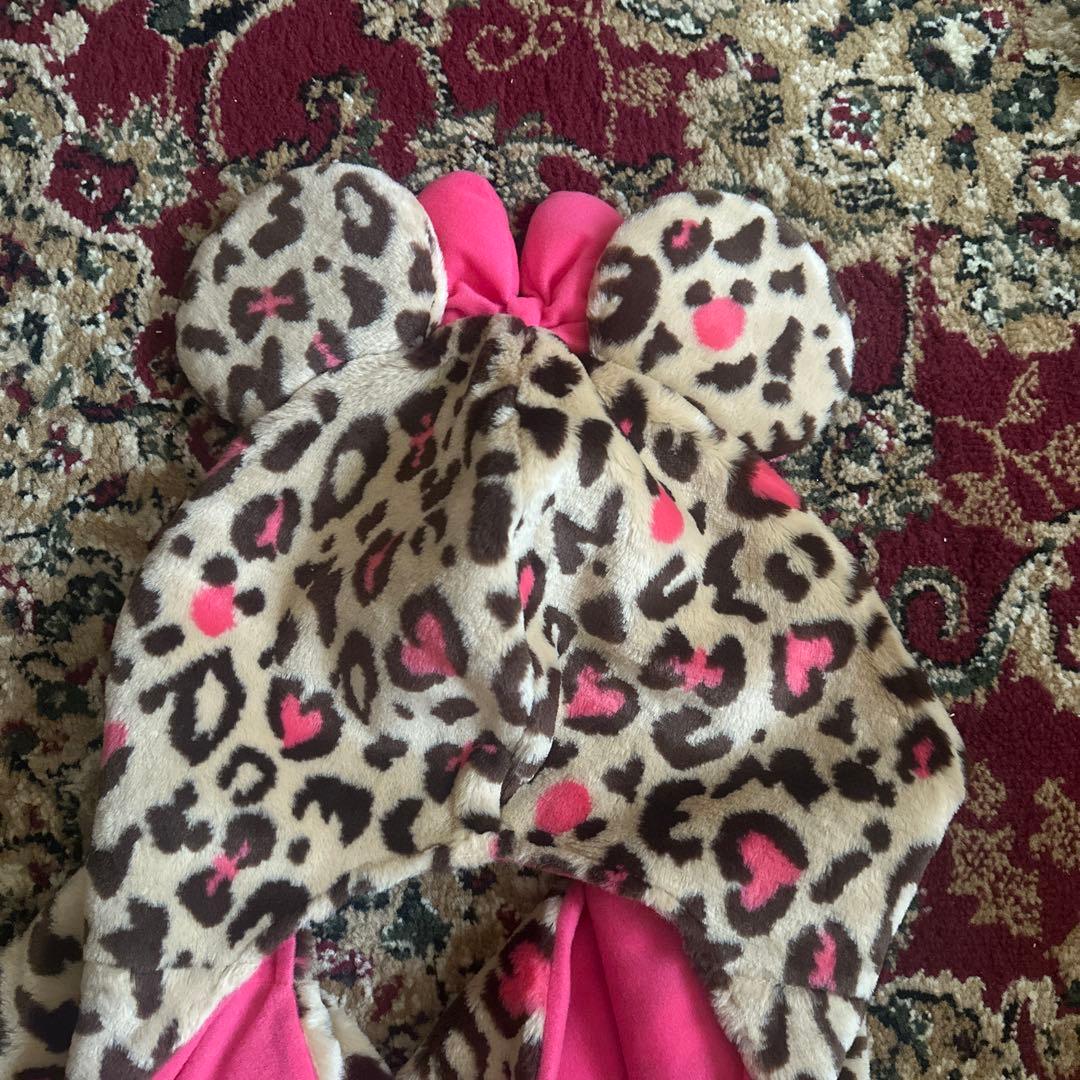 ディズニー ミニー ファンキャップ フード付きマフラー レオパード