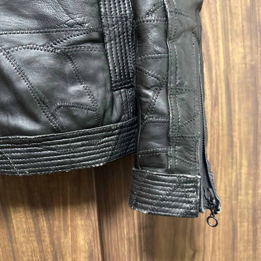 HIDEAWAYS NICOLE ラムレザー パッチワークジャケット