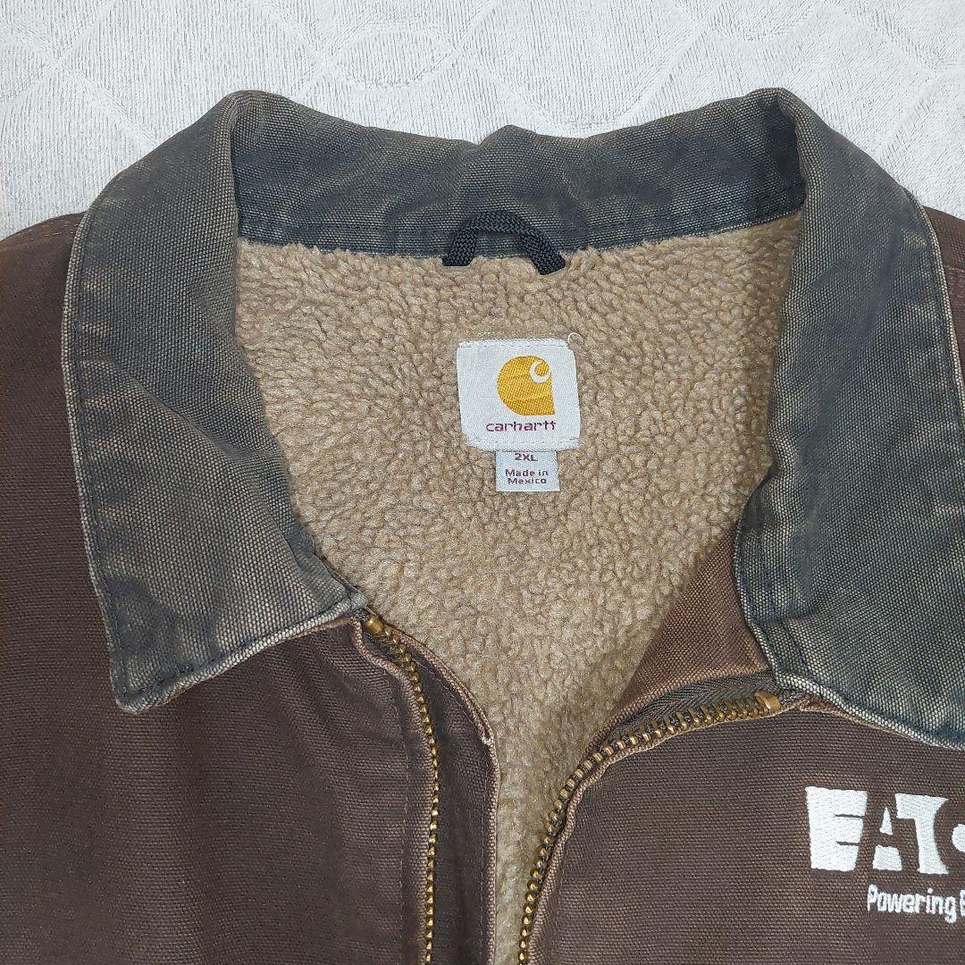 モ*ー様 Carhartt デトロイトジャケット ブラウン メキシコ製 企業ロゴ