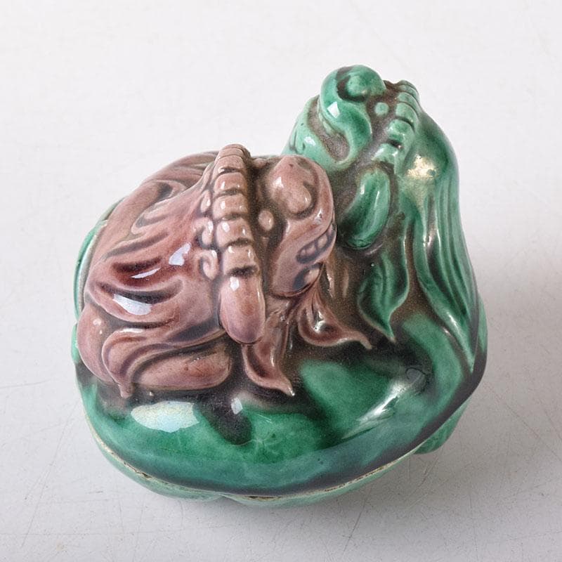 茶道具 九谷焼 九谷岩花造 色絵 獅子 香合 共布 共箱 V R8226 - メルカリ