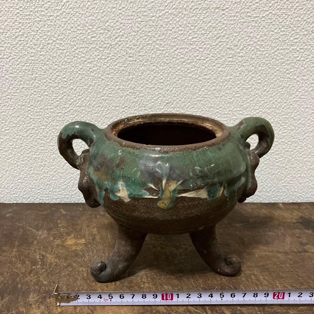 江戸時代 上野焼三足香炉 (蓋無し) 遠州七窯