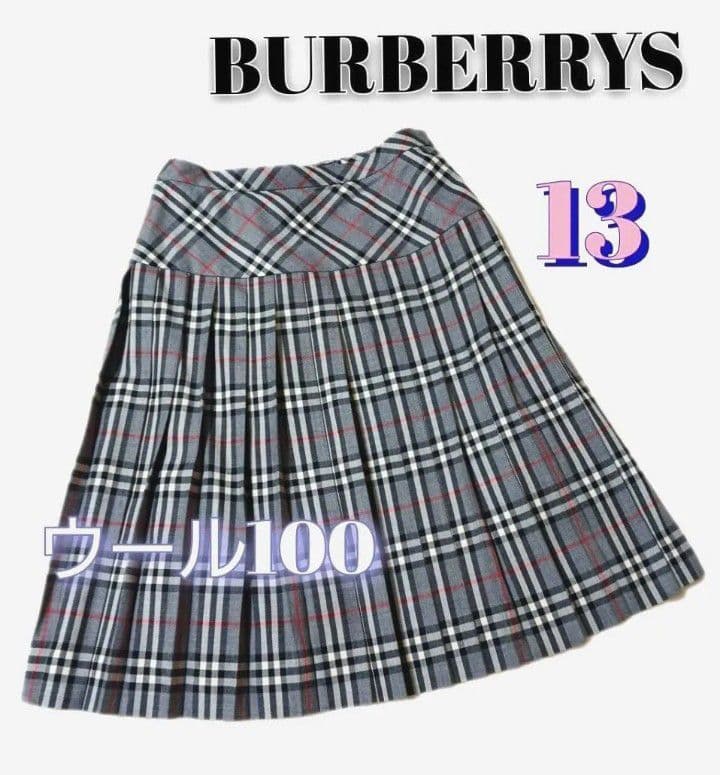 BURBERRYS バーバリーズ◆プリーツスカート◆13　XL◆グレー　チェック