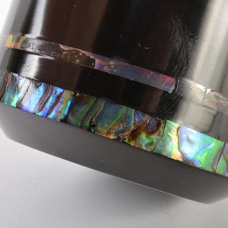 茶道具　小坂公一作　黒漆塗　青貝張　雪吹棗　共布共箱　V　6734