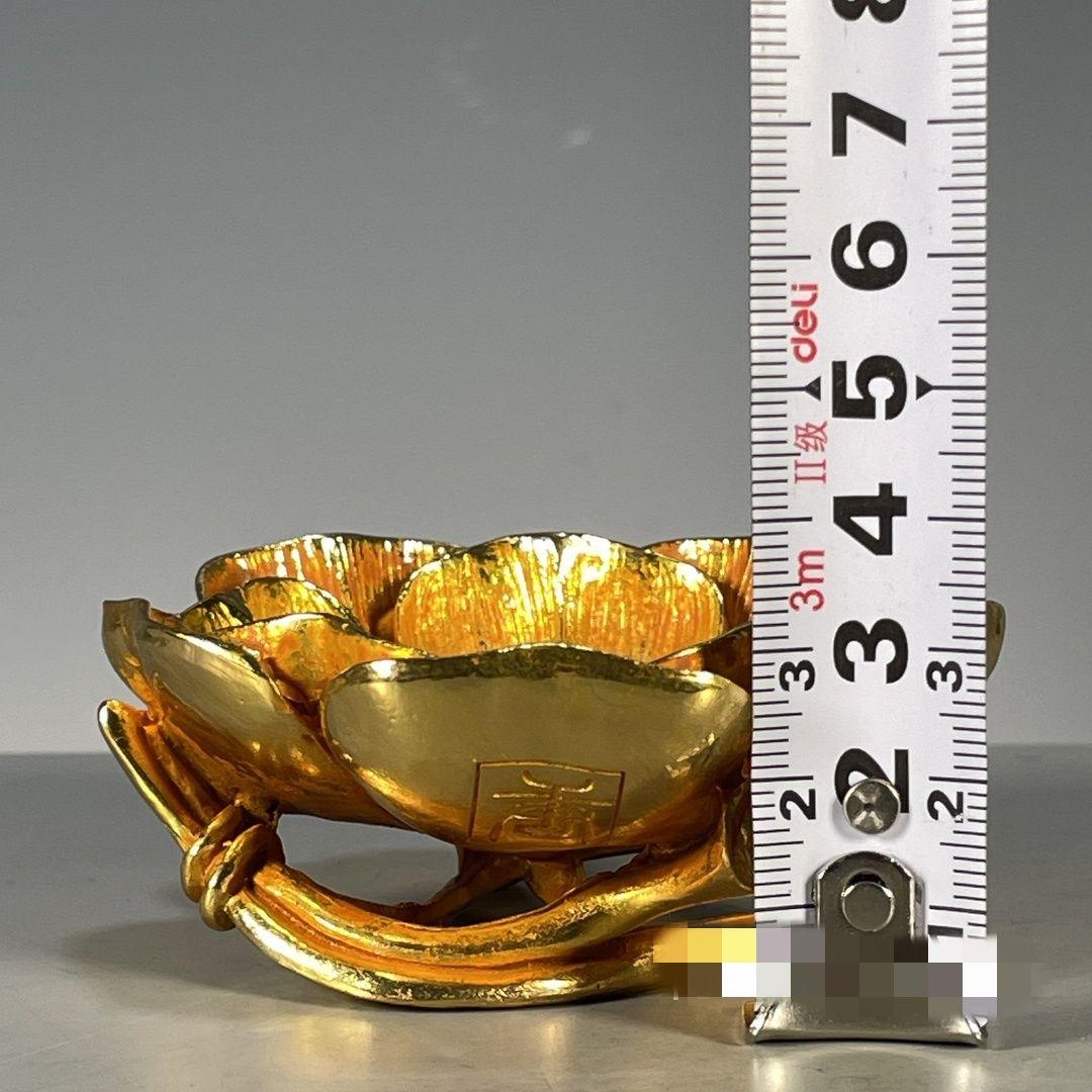 銅器 鎏金蓮華蓮葉筆洗 書道具 文房具 装飾品 工芸品 置物