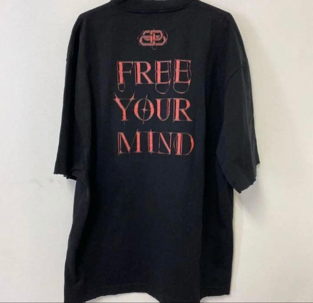 美品】21SS バレンシアガ フリーメイソン ダメージTee 641614